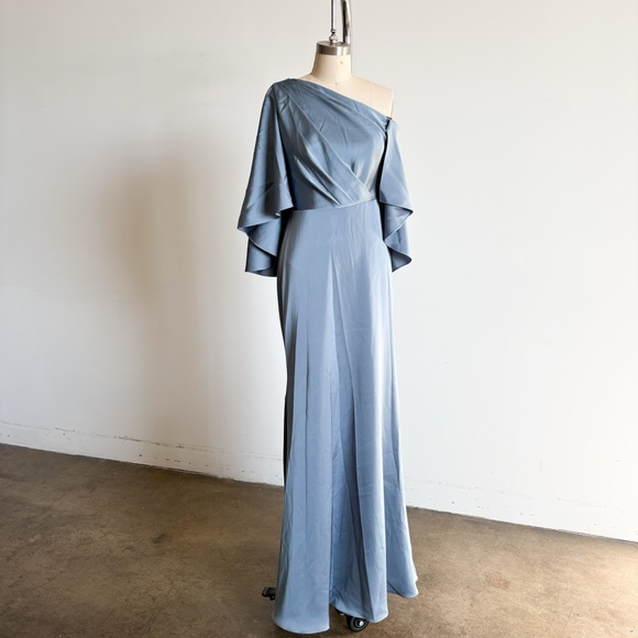 Theia Dresses & Skirts - Theia One-Shoulder Slate Blue Evening Gown